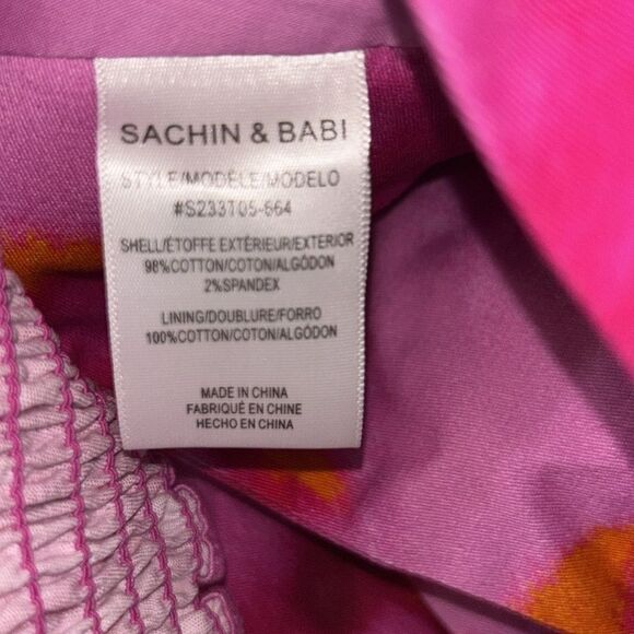 Sachin + Babi Abstract Print Pink Cropped Sleeveless Top(Size 10) - Picture 6 of 8